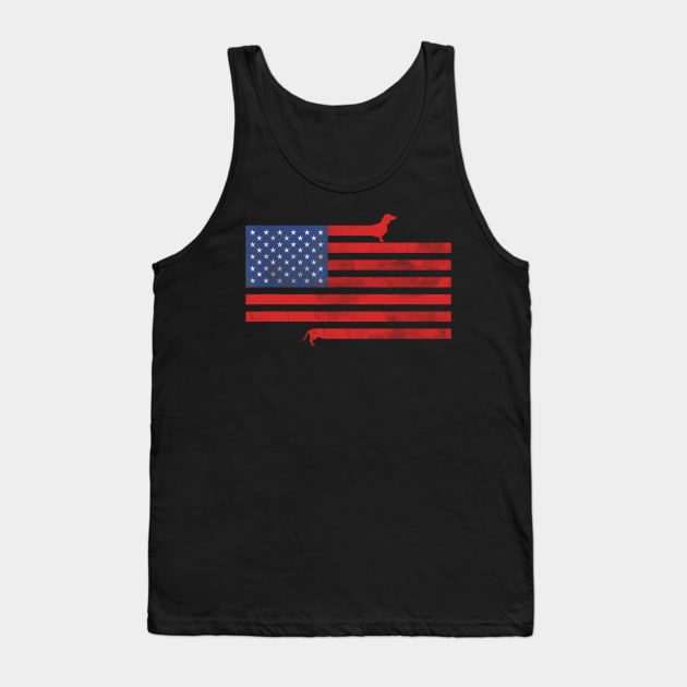 Dachshund American Flag 4th Of July Tank Top by Xamgi